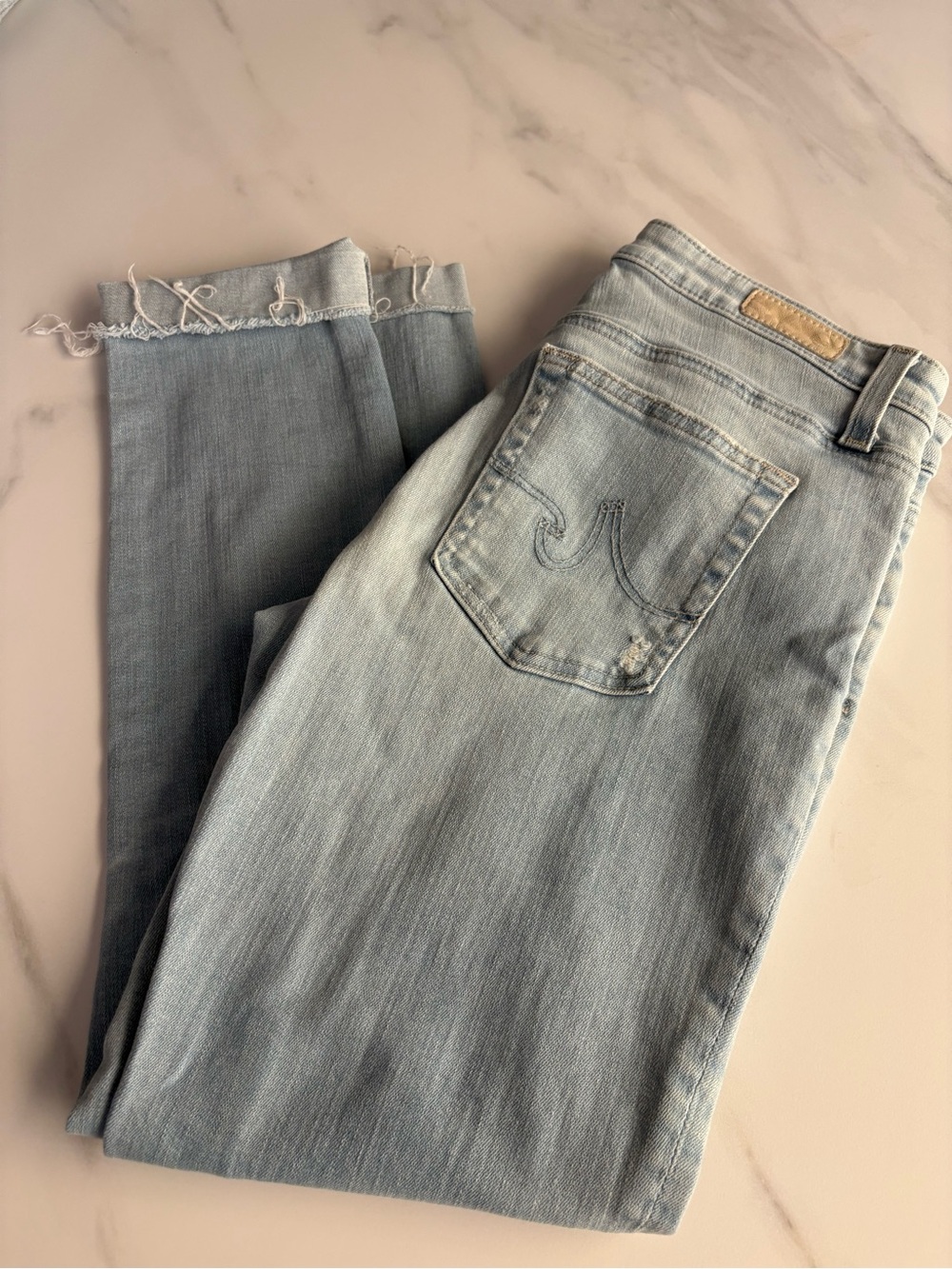 AG Adriano Goldschmied Light Blue Cropped Ankle Jeans